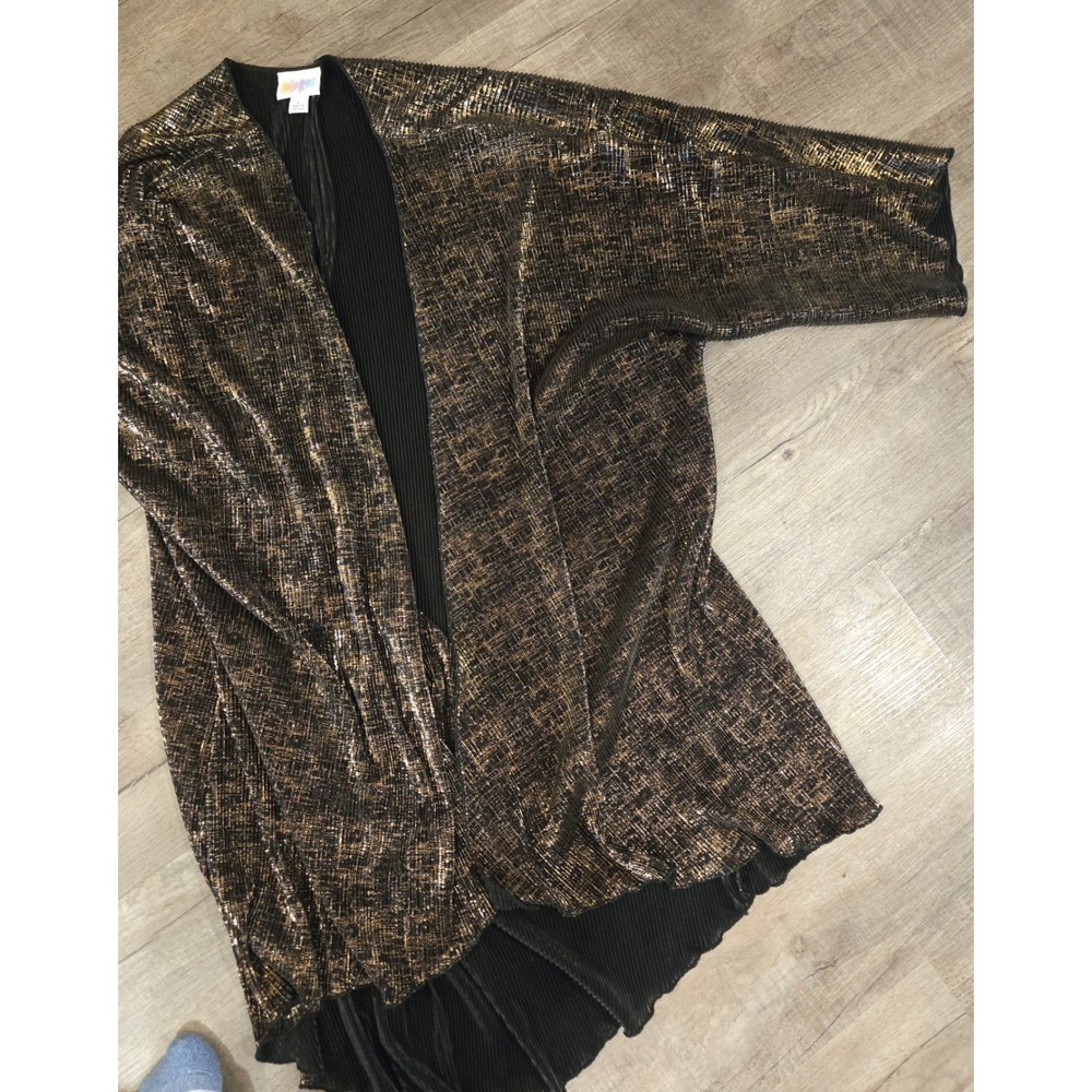 Lularoe Dolman Sleeve Black Gold Cardigan Size Large